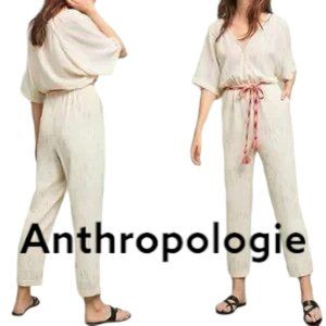 (70% OFF) NWT Feather Bone Anthropologie Textured Sash Tie Jumpsuit S MSRP: $250